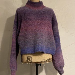 RCVA Womens Pullover Mock Turtleneck Sweater Purple Ombre Medium